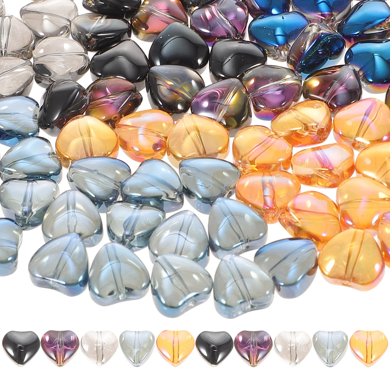 

100pcs Glass Crystal Heart Shape Loose Beads For Diy Jewelry Making Craft Bracelet Necklace Spacer Beads Handcraft