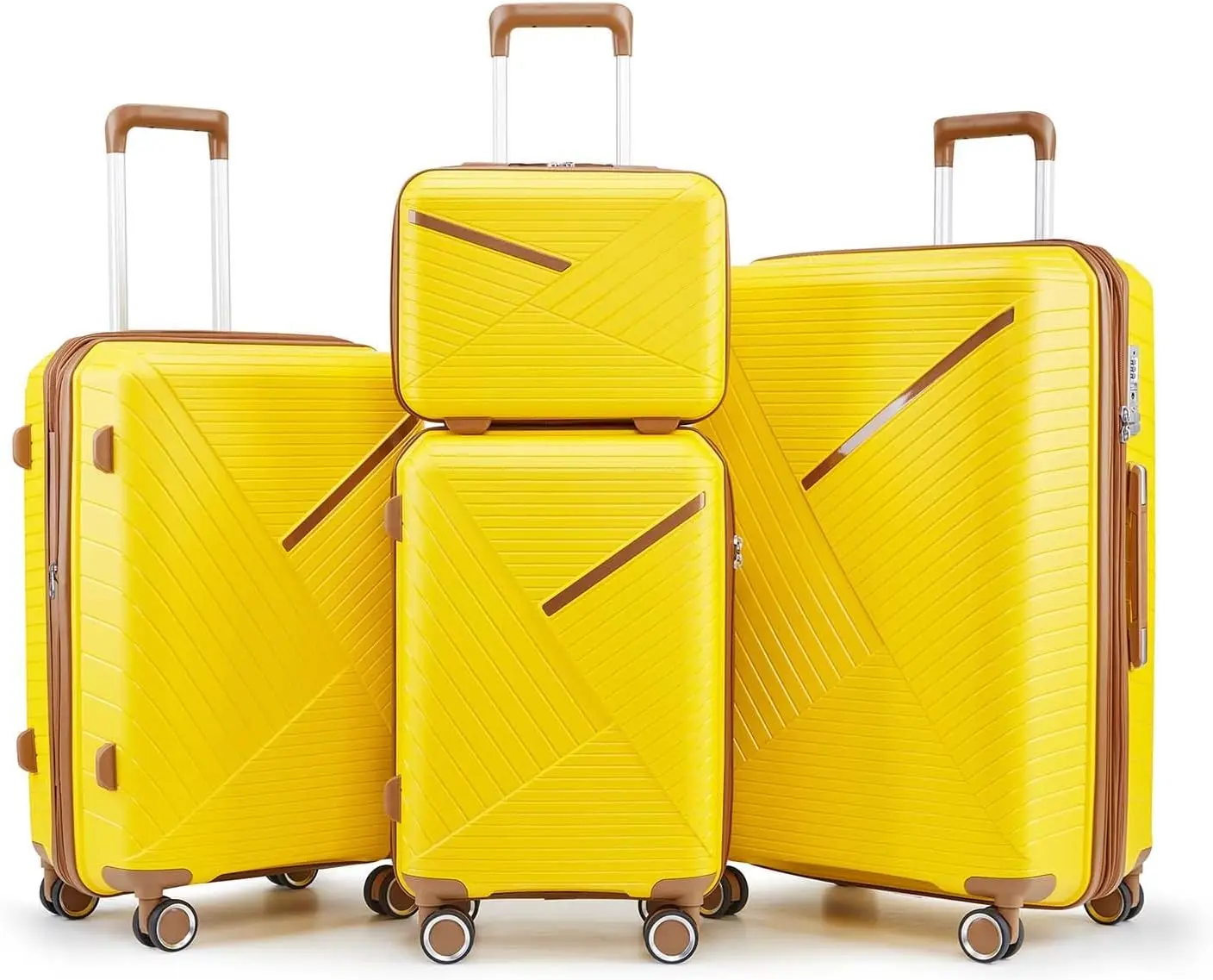 Mala Hardshell Pp Expansível Conjunto com Rodas Spinner, Bagagem de Viagem Leve, Tsa, 4 Pcs