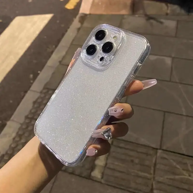 

Full Camera Protection Case For iPhone Air 17 11 12 13 14 15 16 Pro Max 14 15 16 Plus Shockproof Glitter Clear Silicone Cover