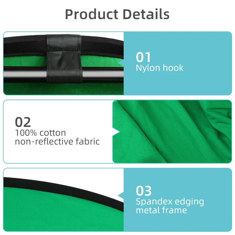 خلفية 59inx7 9in/1.5 متر x 2 متر مزدوجة أخضر/أزرق قابلة للطي كروما مفتاح أخضر خلفية مع عاكس ل يوتيوب الغذاء الفيديو والصور