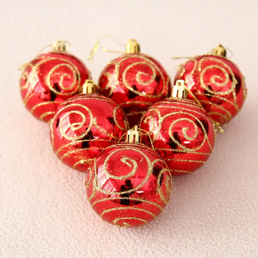 Christmas tree decoration 6cm bright gilt painted Christmas ball (6 Pack) 75g