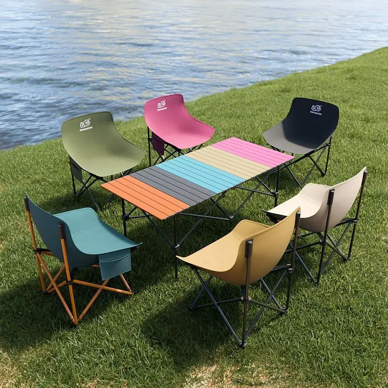 Portable Metal Foldable Chair for Garden Use for Camping Fishing Outdoor Exploration Egg Roll and Picnic Moon Stall