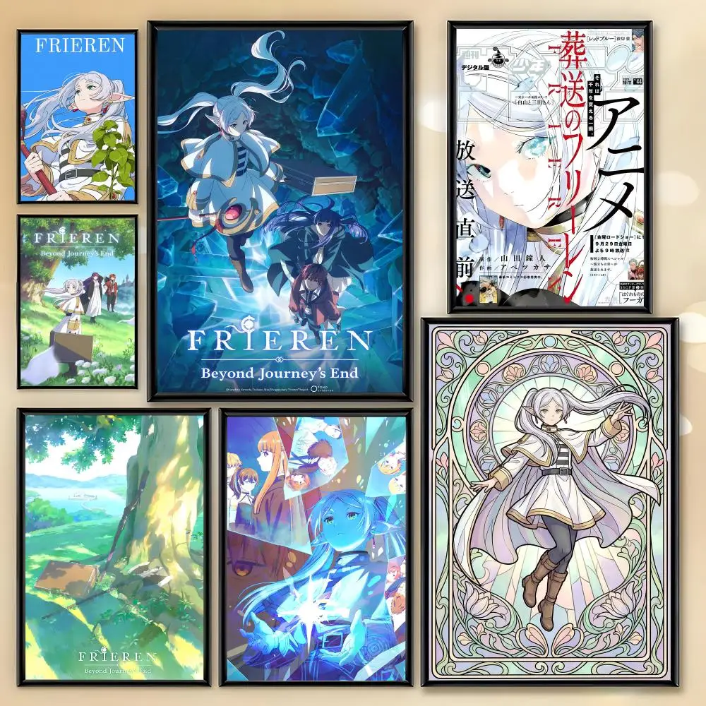Anime F-Frieren Beyond Journeys Poster HD Art Sticky Wall Room Decor Home Waterproof Home Living Bar Aesthetic Decoration
