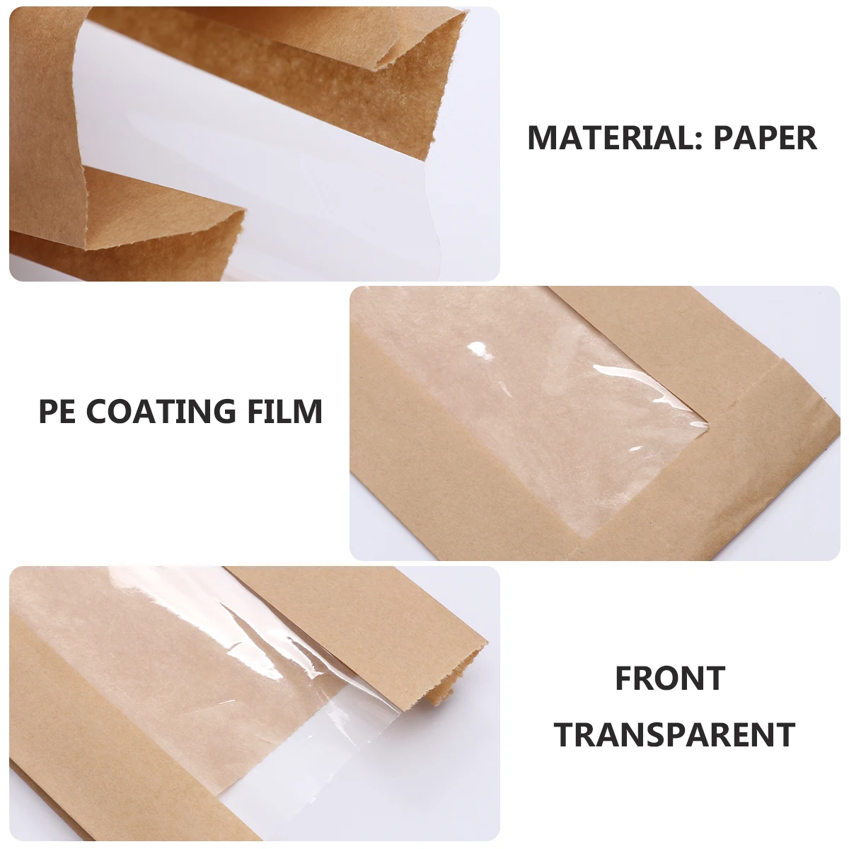 

Kraft Paper Bag Clear Window Bread Bags Food Storage Safe Premium Material Dust Transparent Kitchen Bar Supplies