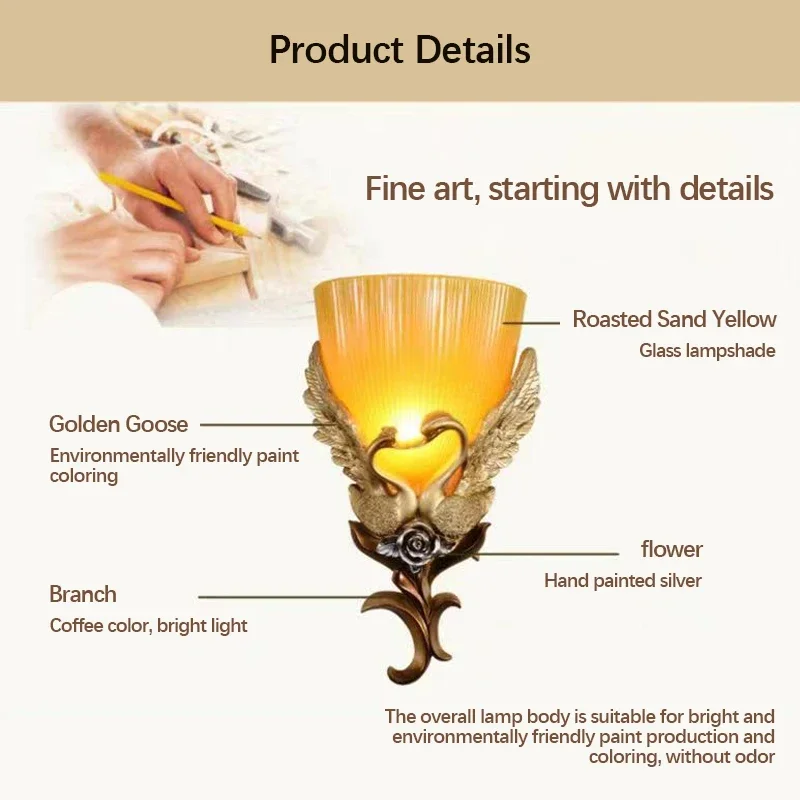 ABEL Contemporary Swan Wall Sconce Lamp LED Indoor Gold Romantic Creative Lighting for Home Living Room Bedroom Decor