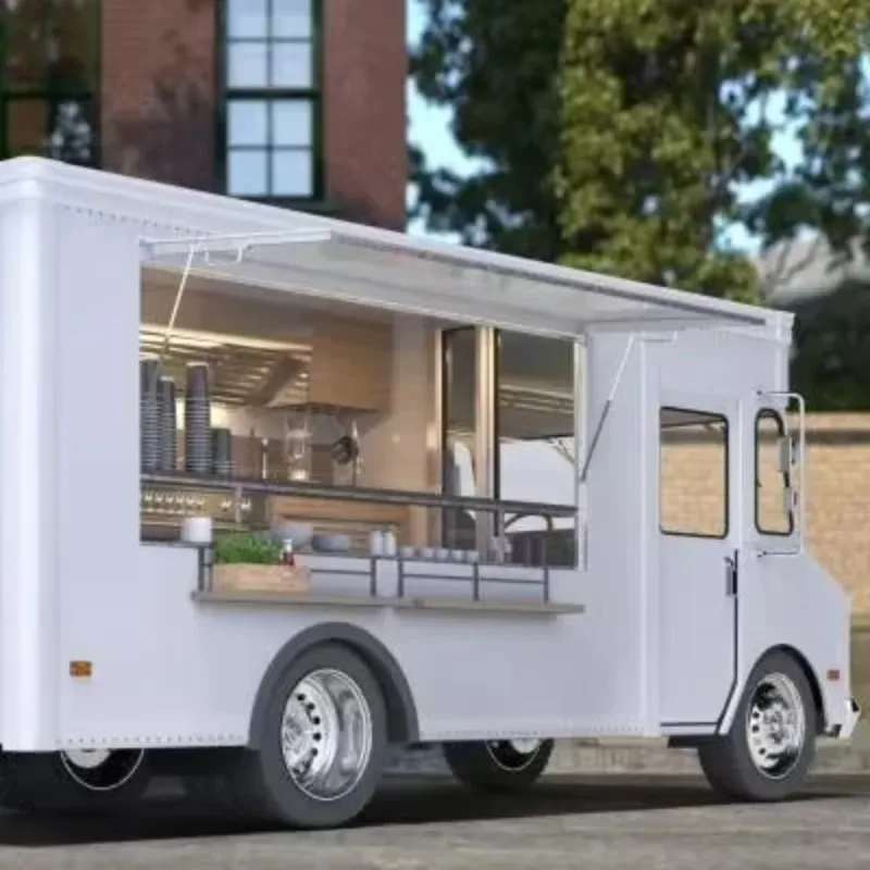 Customized Street Food Cart Ice Cream Cart Mobile Food Cart with LED Lights Outdoor Flower  Gelato Display Freezer