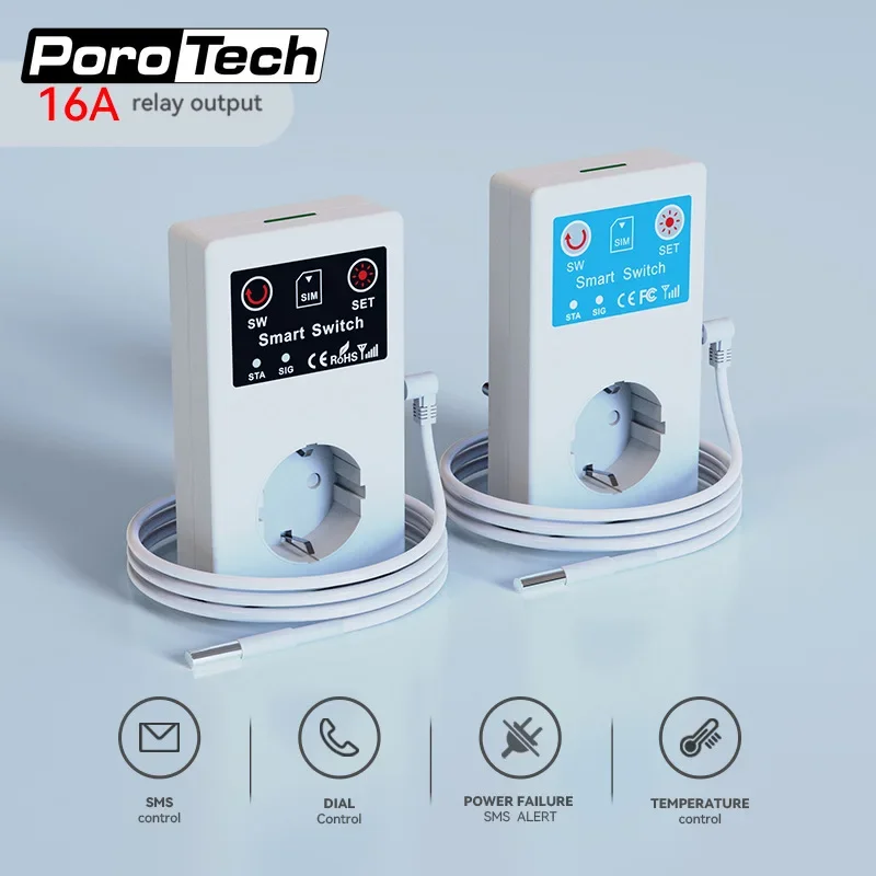 GSM Socket Smart SMS Control Power Plug Wall Switch with Temperature Sensor Smart Temperature Control