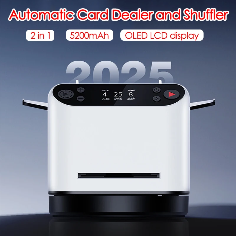 360° Rotating Automatic Card Dealer Shuffler 2 In 1 Playing Cards Shuffling Dealing Tool 5200mAh Portable Electric Poker Machine