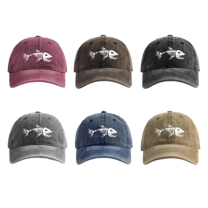 340D Classical Fishbone Print Cotton Baseball Cap Wide Brims Sun Travel Hat