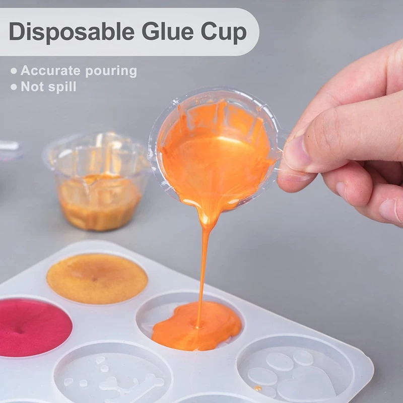 Epoxy Mixing Cups Kit,200Pcs, Plastic, 30Ml Disposable Measuring Cups,,Dropper For Paint Mixing,Jewelry Making