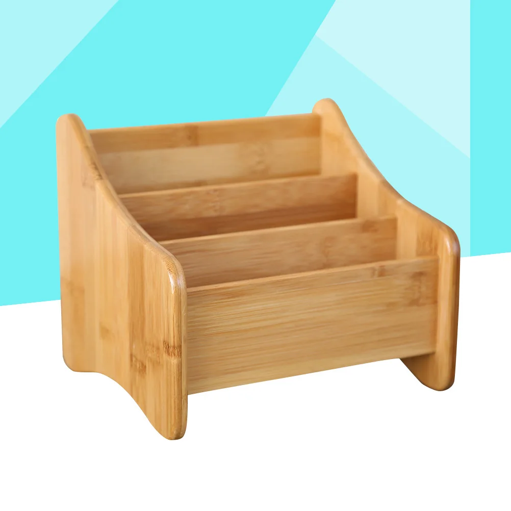 Schreibtisch-Organizer aus Bambus, 3-Gitter-Aufbewahrungsbox für Fernbedienung, Snacks, Kosmetik, Heimbüro, Halter, multifunktionale Tischaufbewahrung