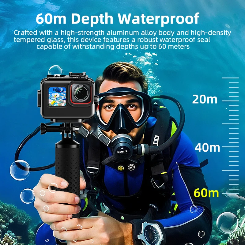 

Seafrogs 60 Metal aluminum alloy Waterproof Case for GoPro 12/11/10/9 Action Camera Protective Housing Diving Accessories