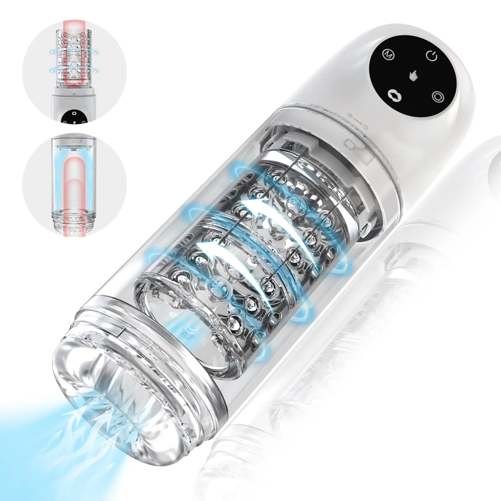 

4 in 1 Upgraded Male Masturbator 4s Lockable Penis Pump One-Click Release Vacuum Pumps 7 Rhythmic Suction 7 Smooth Rotation Auto