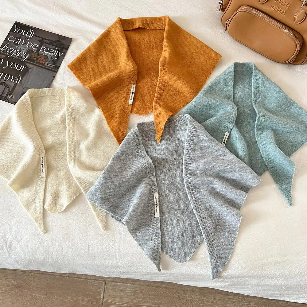 1PCS Winter Korean Style Wool Knitted Triangular Scarf Women Headscarf Knitted Scarf Multi-functional Warm Knitted Scarf