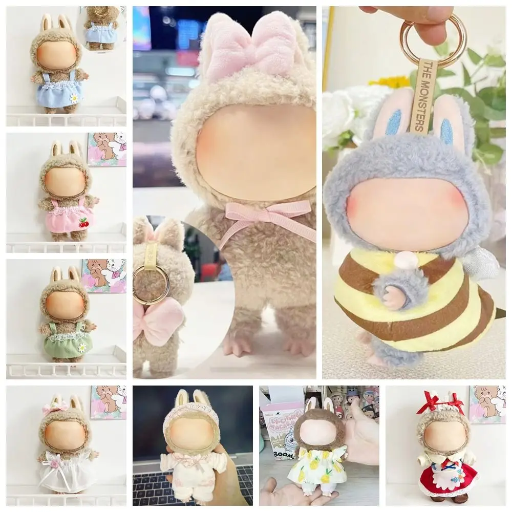 Hartslag Macaron Baby Hanger Kleding Voor 17Cm Labubu Pop Kleding Emaille Gezicht Labuwa Kleding Vervangende Mini Kleding