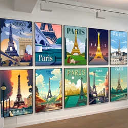 Travel City Paris Eiffel Tower New York Landscape Coordinates Poster Anime Posters Sticky Whitepaper Sticker DIY Room Bar