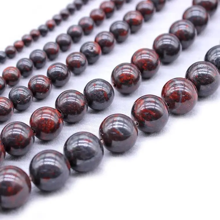 Natural Gemstone Chicken Blood Stone Jade Round Beads For Jewelry Making Diy String Bracelet Beaded Necklace Charms Accessories