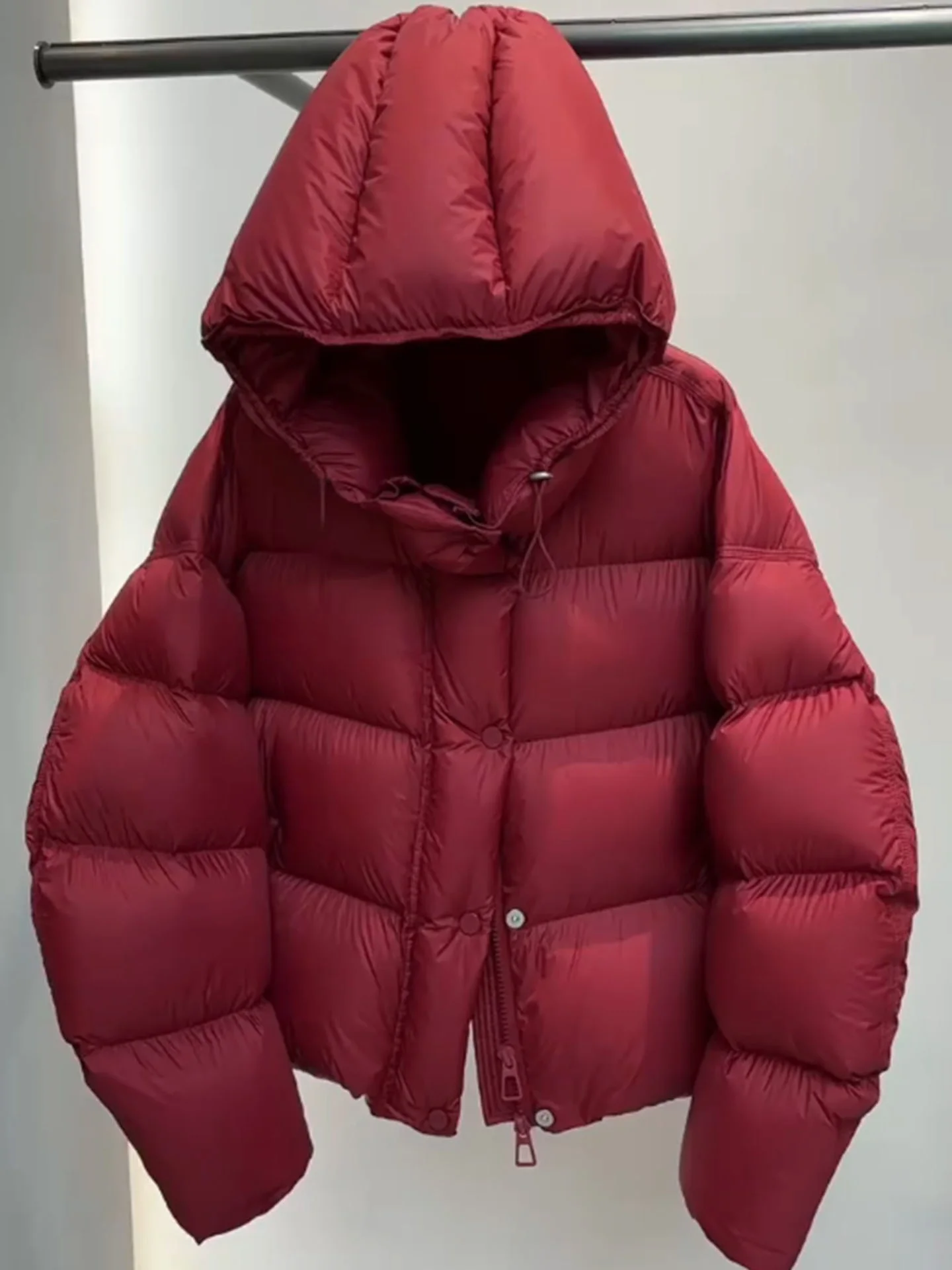 

Женская зимняя куртка-пуховик Sli ort Puffer Jaet, красная, из утолщенного полиэфирного волокна, теплая, с высокой талией, на молнии