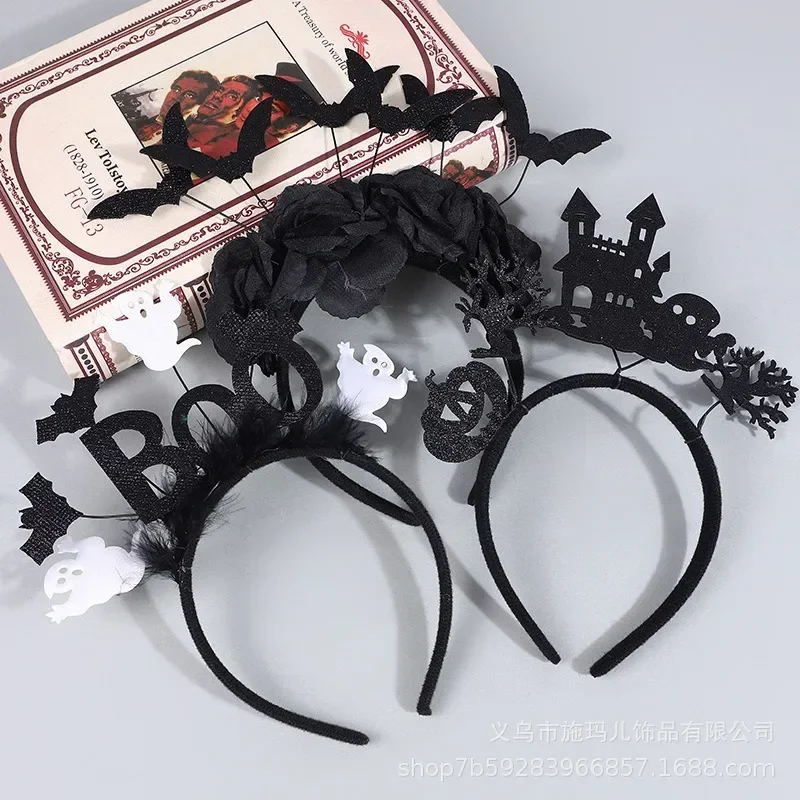 Halloween Bat Headband Ghost Witch Castle Head Band Boo Pumpkin Party Happy 2024 Halloween Party Supplies Kids Favor