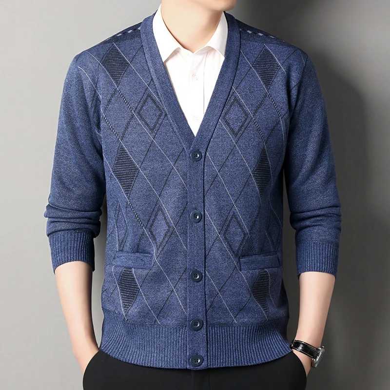 Men's Casual V-neck Cardigan Autumn Winter Knitwear Clothes Button Knit Cardigans Men Knitting Sweaters Outwear Sweater Jacket