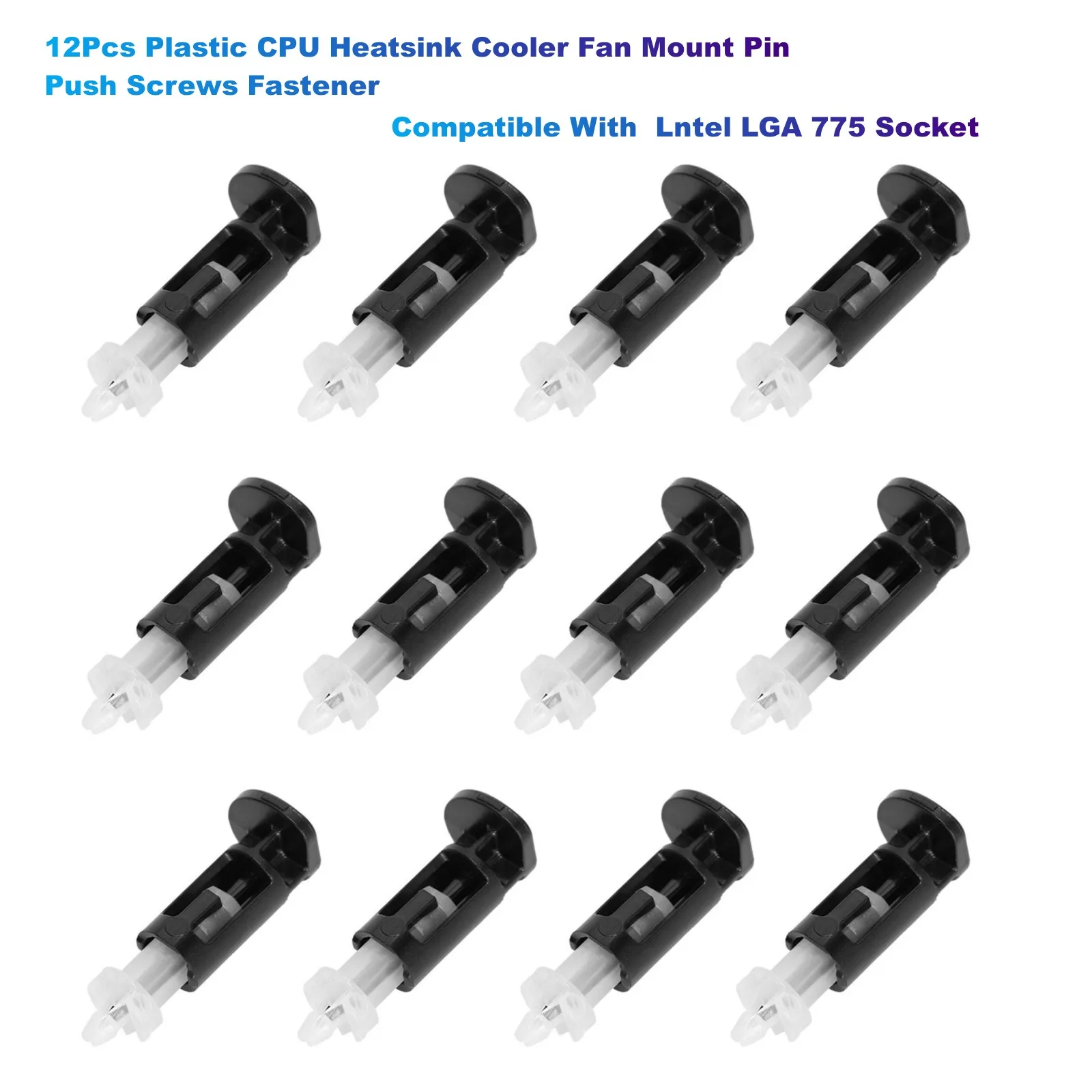 

12Pcs Plastic CPU Heatsink Cooler Fan Mount Pin Push Screws Fastener Compatible With Lntel LGA 775 Socket