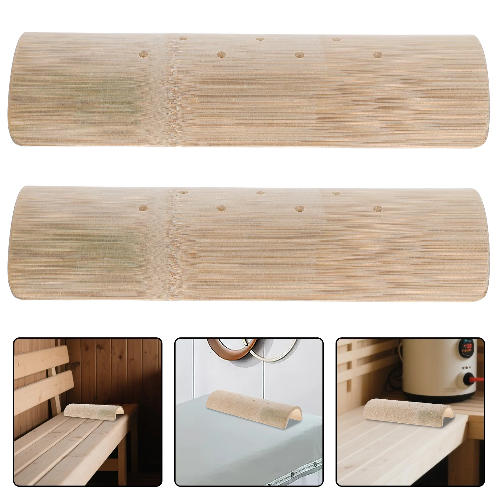 

2 шт. бамбуковая подушка для шеи в сауне, полукруглая полая конструкция, эргономичная поддержка для сауны, паровая комната, расслабляющая массажная подушка на открытом воздухе