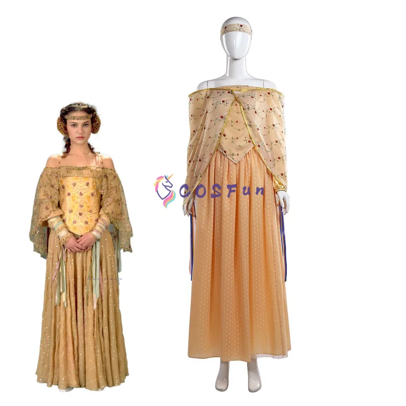 

Костюм для косплея «Звезда» Падме Амидала, женский костюм для ролевых игр на Хэллоуин, полный комплект, COSFun