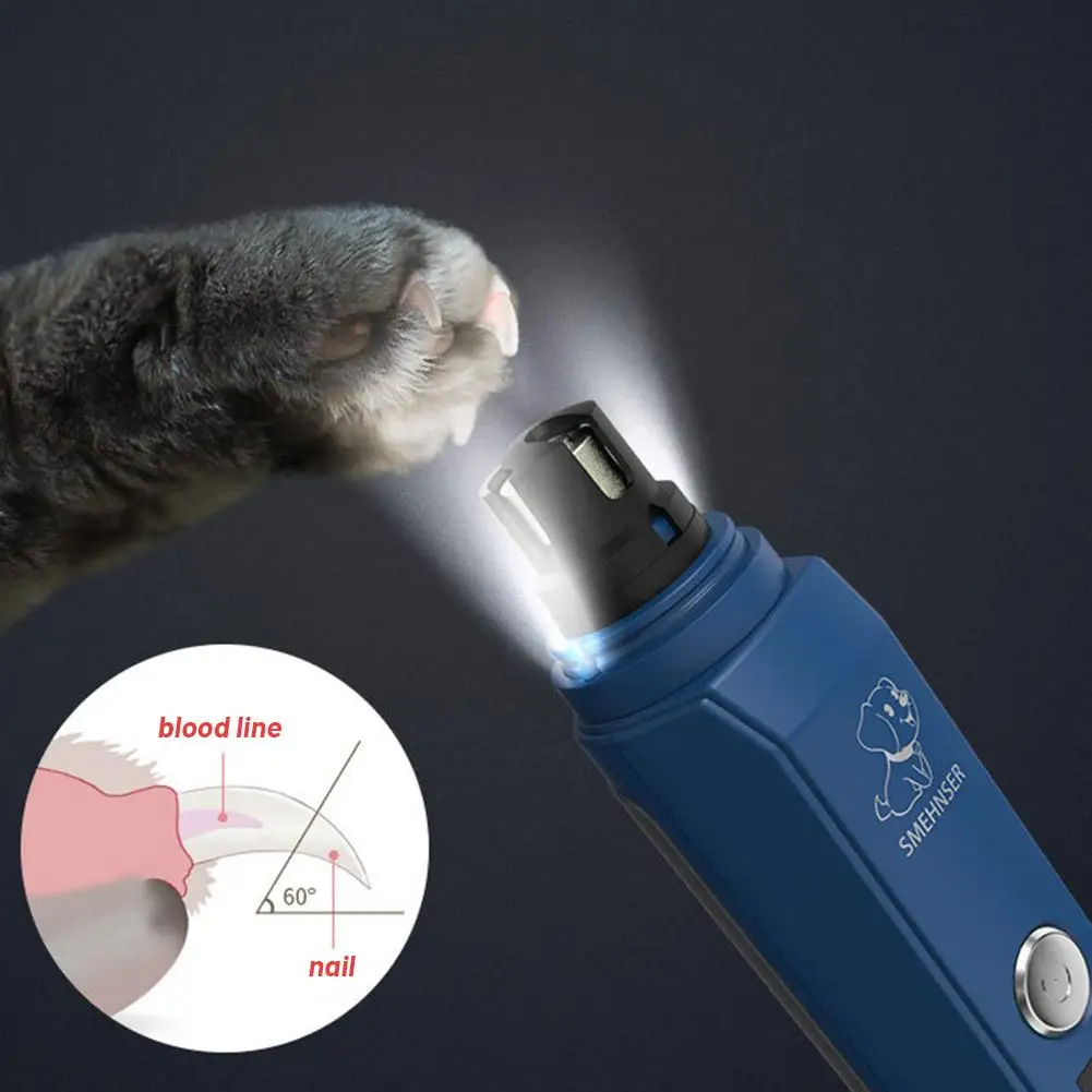 LCD Screen Pet Electric Nail Grinding Machine With LED Light Low Noise USB Pet Nail Non-slip Handle For Cat And Dog B8X8