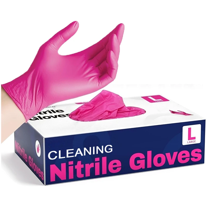 10/60/100PCS Disposable Pink Nitrile Gloves Kitchen Disposable Nitrile Gloves Perfect for Cooking Dishwashing Hair Washing