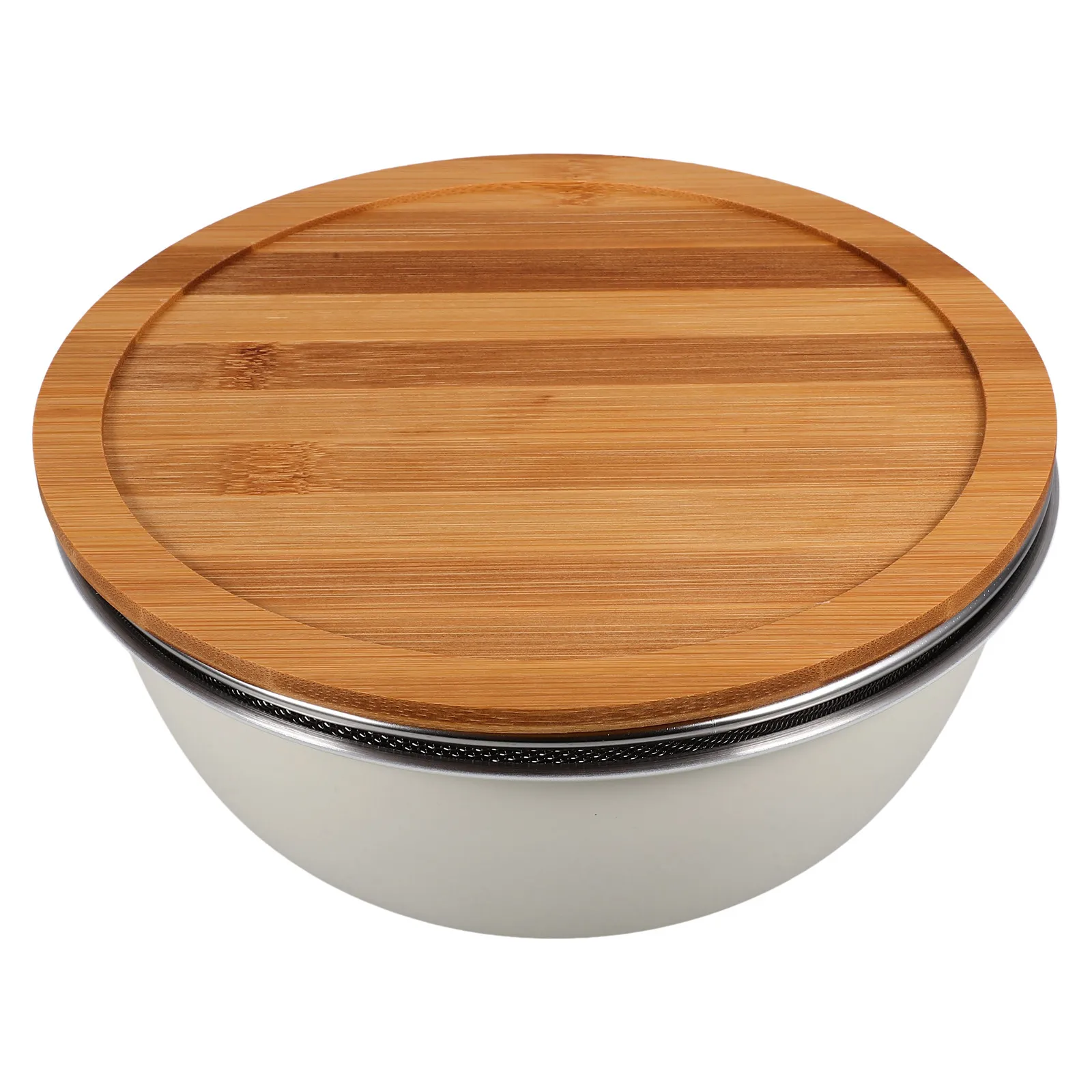 

Набор из 1 шт. Корзина-дуршлаг из нержавеющей стали с крышкой, широким горлом, нескользящим дном, для мытья овощей, фруктов, риса, с мелкой сеткой