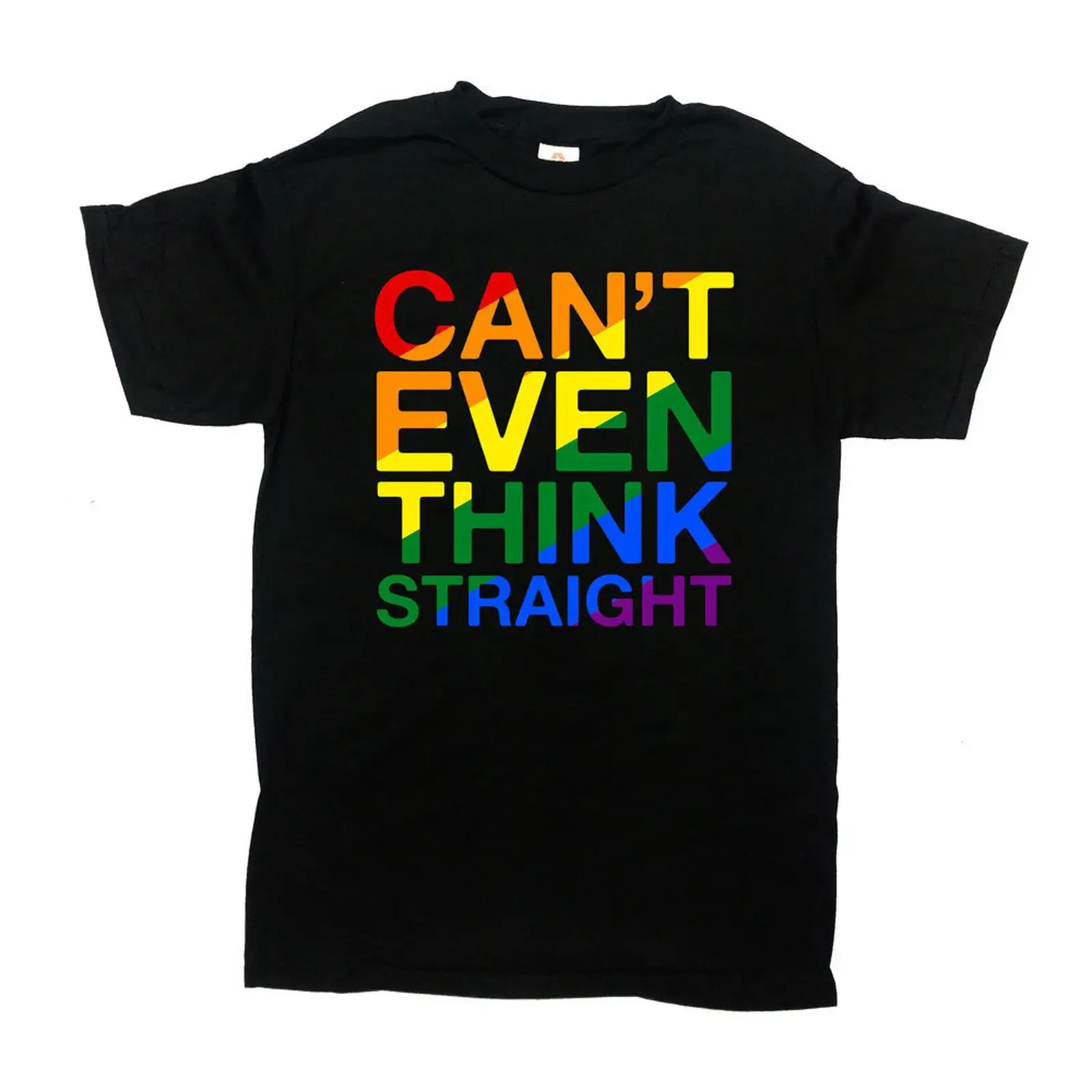 Can't Even Think Straight LGBT Pride Rainbow T Shirt Gay Lesbian Equality Slogan for Month  vintage Washed Stretched homme