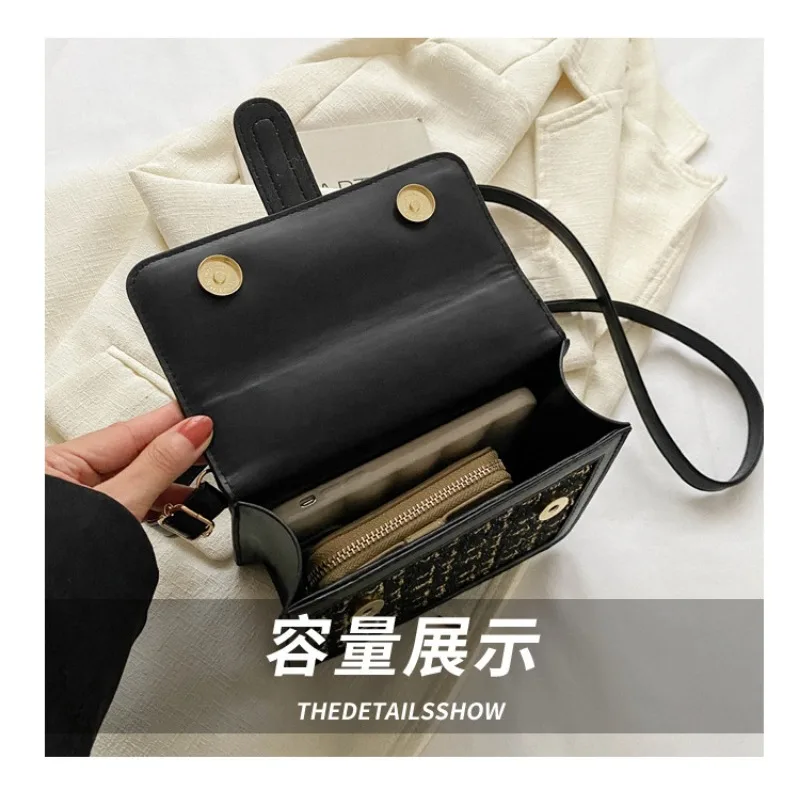 Premium Bag Women\'s 2024 New Trendy Fashion Thousand Bird Grid Portable Small Square Bag Versatile Shoulder Messenger Bag