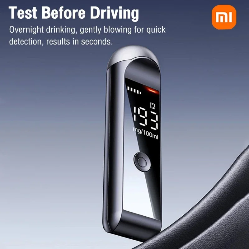 Xiaomi Automatic Portable Alcohol Tester Professional Breath Alcohol Tester Rechargeable Breathalyzer Alcohol Test Tools 2025New