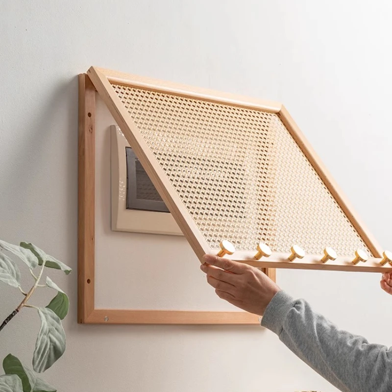 Holzgewebte Rattan-Abdeckung für elektrische Kasten, Wandmontage, Leistungsschaltergehäuse, Wohnzimmer-Wanddekoration, Eingangsbereich, Stromschrank