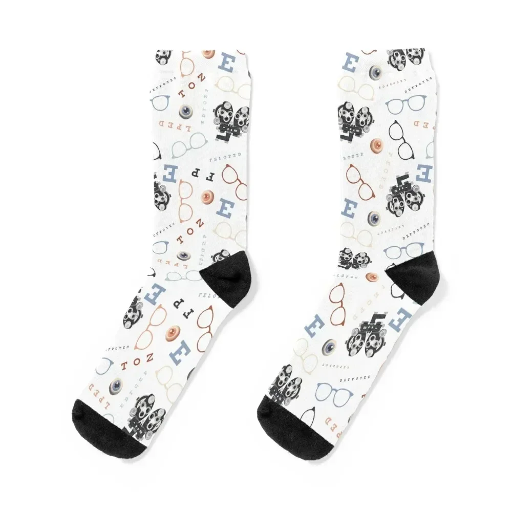 Optometry on White Socks with print hiphop funny gift hockey Designer Man Socks Women's