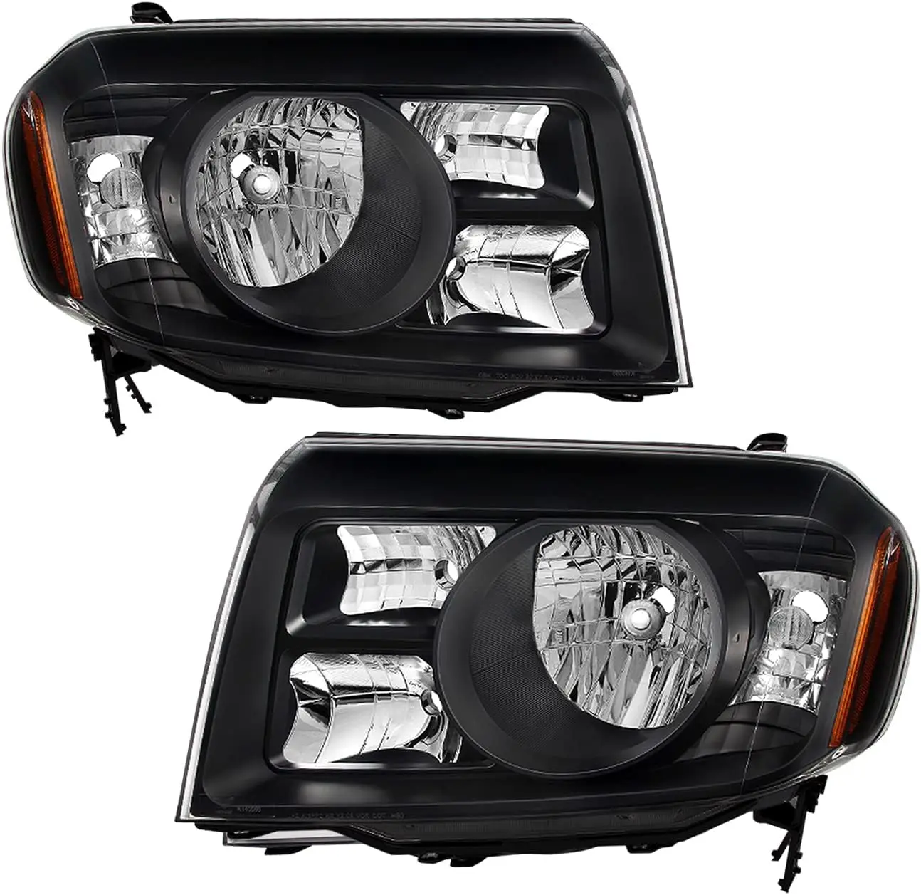 

Headlight Assembly Pair for 2009 2010 2011 Honda Pilot OEM Halogen Headlamp Replacement Black Housing with Amber Reflector (L+R)