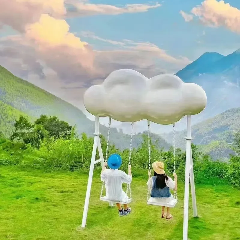 Romantic Cloud Swing Photo Props for Amusement Park Farm Decoration White Cloud Swing
