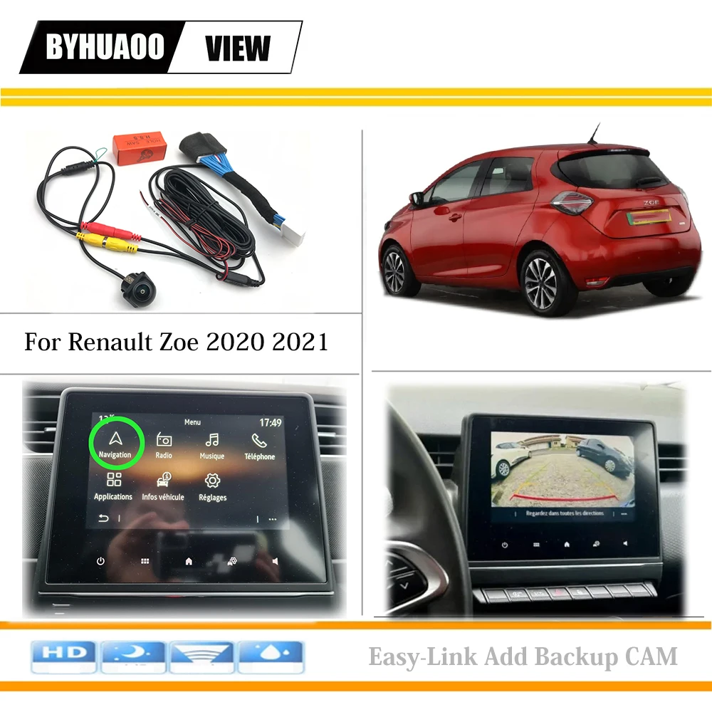 Rückfahrkamera für Renault ZOE R110 2020 2021 2022 Einfache Verbindung mit NAVIGATION 7 Zoll. Zusätzliche Rückfahrkamera für Einparkhilfe.