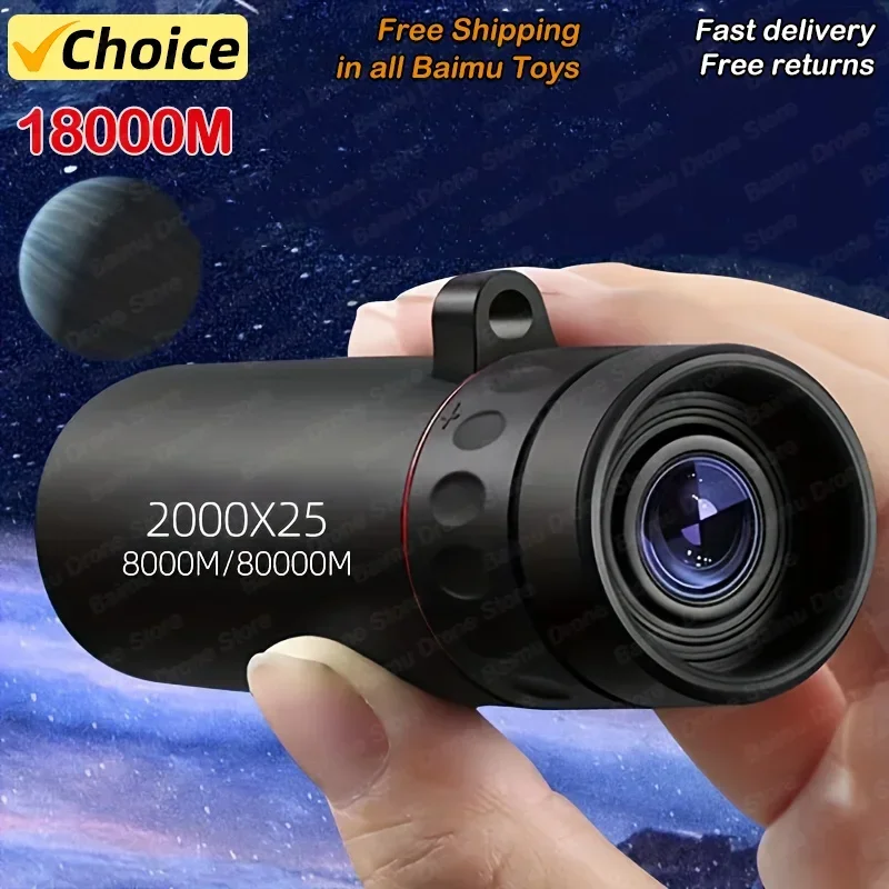 10000M High-Power 2000X25 Monocular Telescope Portable Hd Magnifier for Hunting,Travel,Concerts & Fishing with Phone Holder