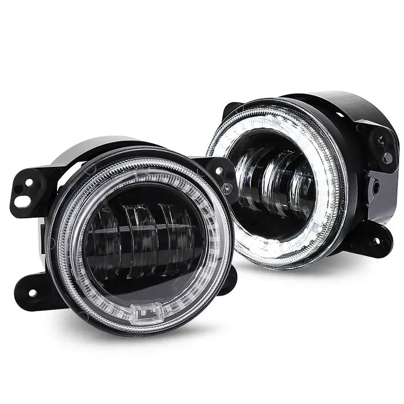 

OVOVS 4 Inch LED Fog Lights With White Halo Ring DRL For 2007-2018 Jeep Wrangler JK JKU 2011-2014 Dodge Charger