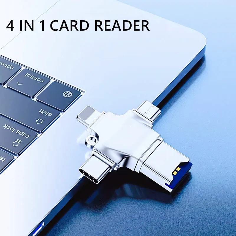 Geheugen Micro SD-kaartlezer Adpater voor IPhone Ipad Android Mac PC 4-in-1 camera Type C Lightning USB C Android draagbare lezer