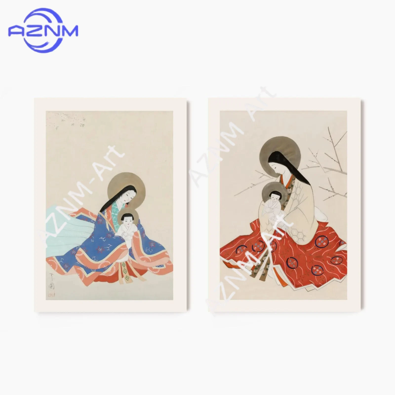 

1/2 шт. Принт с изображением Девы Марии и младенца Иисуса | Католические плакаты, шелковые картины с изображением Мадонны и младенца, азиатское религиозное настенное искусство