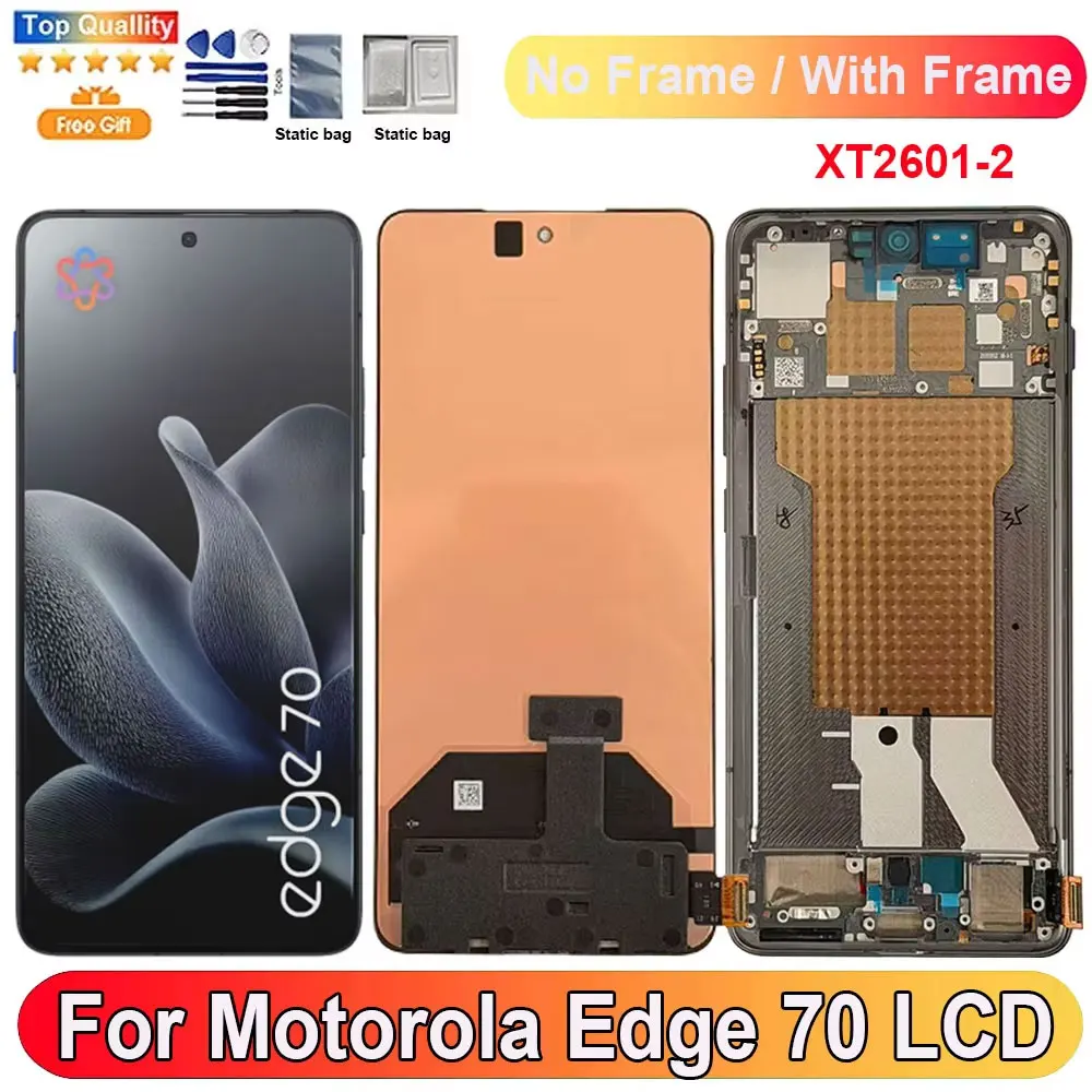 6.7''For Motorola Edge 70 LCD Display Screen Touch Panel Digitizer Replacement Parts For Moto Edge 70 Screen With Frame XT2601-2