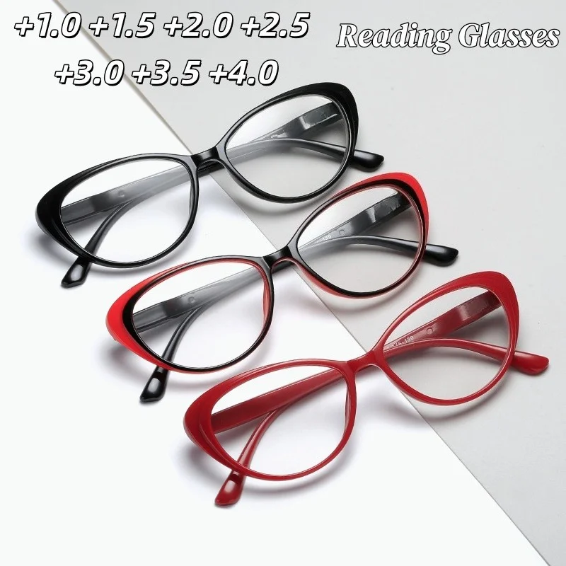 Women'S Fashion Glasses With Clear Lenses - Lunettes de lecture œil-de-chat tendance, verres