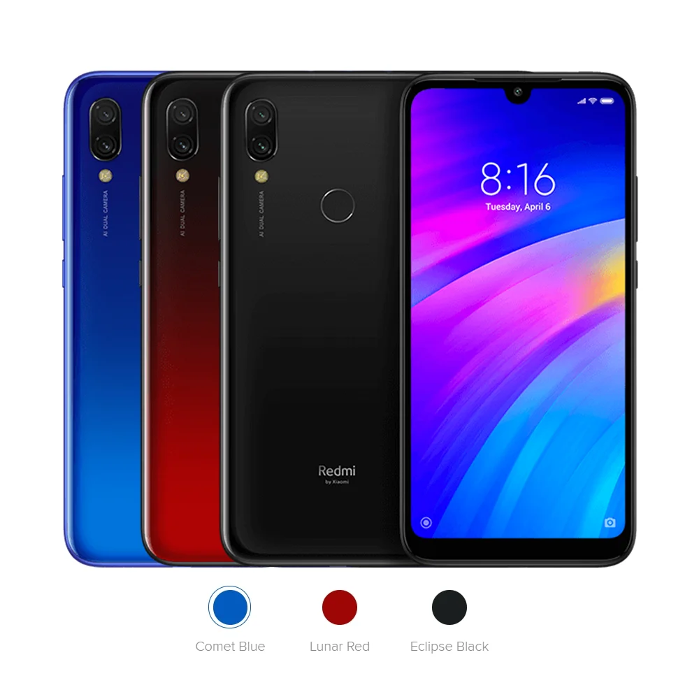 Ponsel Android Xiaomi Redmi 7, dengan casing, SIM ganda, Solt, ponsel Android, kamera ganda