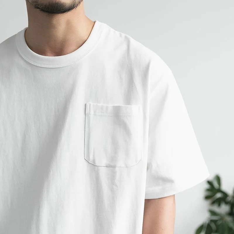 

Простая однотонная мужская футболка с короткими рукавами и карманами, лето 2024, новая японская модная свободная повседневная футболка, тренд