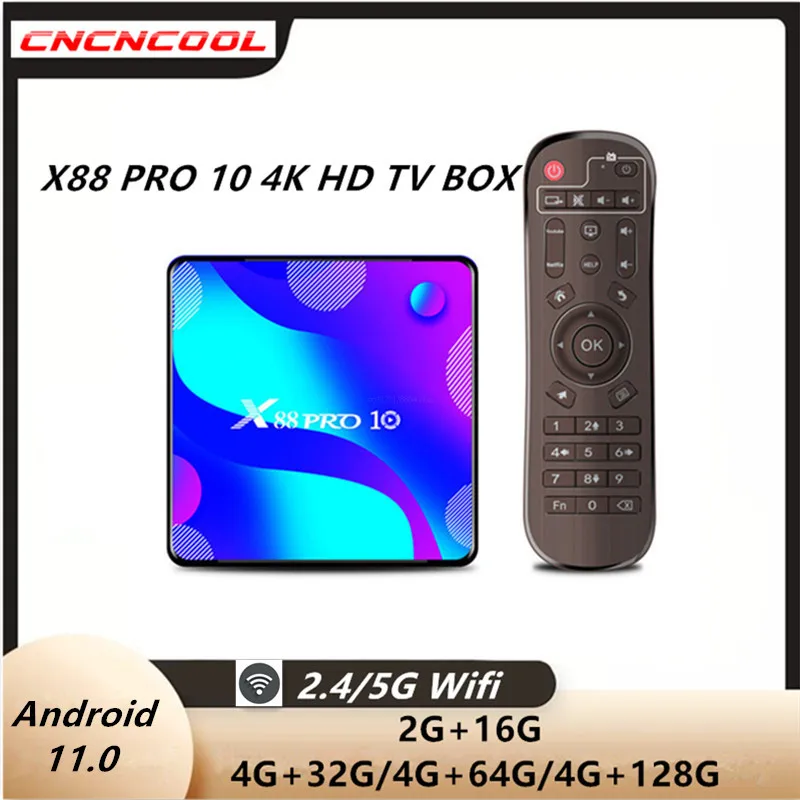 Cncncool X88 PRO 10 TV 박스 안드로이드 11.0 2.4G & 5G Wifi TV 박스, 3D RK3318 4K 고속 HD 네트워크 셋블라우스 박스