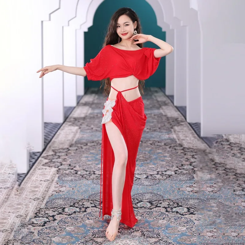 Customized New Belly Dance Set with Diamond Covered Belly Professional Performance Costumes Practice Dress Exotic Dancewear