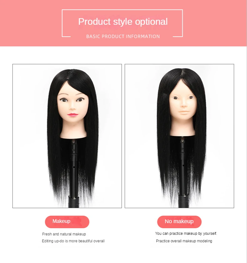 95% Head Practice Weaving Hair Coiffure Makeup Model Real Hair Styling Hairdressing Head Model 20 Inch Dummy Head Doll