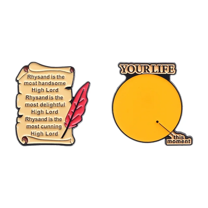 

Your Life Vs This Moment Visualization Enamel Pin Custom Feather Writer Letter Brooch Collar Lapel Badge Jewelry Gift for Friend